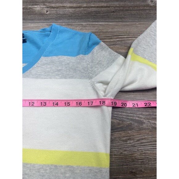 Tommy Hilfiger Sweater Women's L Colorful Stripe Coastal Grandma Casual Chic - Picture 7 of 11